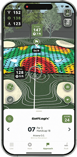 GolfLogix golf app showing 3D course visualisation