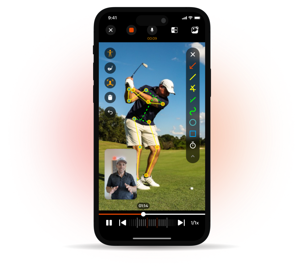 CoachNow coaching platform showing video analysis and annotation tools
